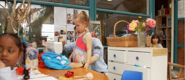 Sewing at Pakuranga Baptist Kindergarten